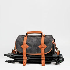 Cool Waxed Canvas Leather Mens Casual Messenger Bag DSLR Camera Bag Side Bag For Men