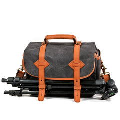 Cool Waxed Canvas Leather Mens Casual Messenger Bag DSLR Camera Bag Side Bag For Men