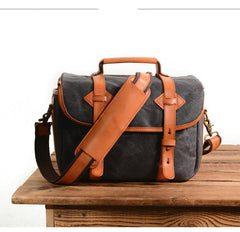 Cool Waxed Canvas Leather Mens Casual Messenger Bag DSLR Camera Bag Side Bag For Men