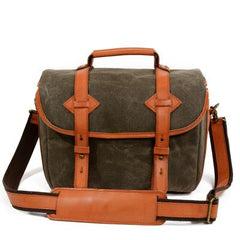 Cool Waxed Canvas Leather Mens Casual Messenger Bag DSLR Camera Bag Side Bag For Men