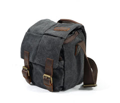Cool Waxed Canvas Leather Mens Casual Waterproof Small Side Bag SLR Camera Bag Messenger Bag For Men
