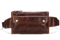 Cool and Retro Dark Brown and Brown LEATHER MENS FANNY PACK FOR MEN BUMBAG Vintage WAIST BAGS
