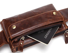 Cool and Retro Dark Brown and Brown LEATHER MENS FANNY PACK FOR MEN BUMBAG Vintage WAIST BAGS