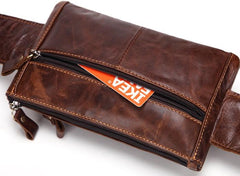 Cool and Retro Dark Brown and Brown LEATHER MENS FANNY PACK FOR MEN BUMBAG Vintage WAIST BAGS