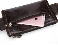 Cool and Retro Dark Brown and Brown LEATHER MENS FANNY PACK FOR MEN BUMBAG Vintage WAIST BAGS