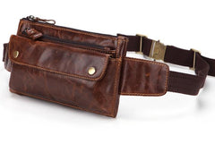 Cool and Retro Dark Brown and Brown LEATHER MENS FANNY PACK FOR MEN BUMBAG Vintage WAIST BAGS
