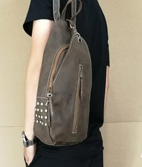 Cool and Retro Khaki Brown Mens Backpacks Vintage School Backpack Travel Backpack Bags for Men