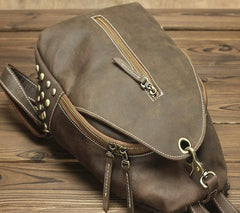Cool and Retro Khaki Brown Mens Backpacks Vintage School Backpack Travel Backpack Bags for Men