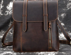 Cool Brown Leather Mens Backpack School Backpack Satchel Backpack for Men
