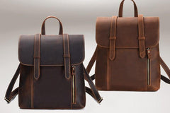 Cool Brown Leather Mens Backpack School Backpack Satchel Backpack for Men