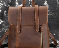 Cool Brown Leather Mens Backpack School Backpack Satchel Backpack for Men