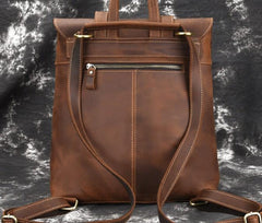 Cool Brown Leather Mens Backpack School Backpack Satchel Backpack for Men