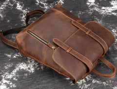 Cool Brown Leather Mens Backpack School Backpack Satchel Backpack for Men