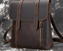 Cool Brown Leather Mens Backpack School Backpack Satchel Backpack for Men