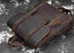 Cool Brown Leather Mens Backpack School Backpack Satchel Backpack for Men