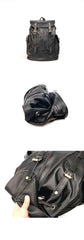 Cool Black Leather Mens Travel Large Backpack Work Handbag 16 inches Work Backpack For Men