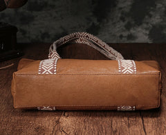 Country Style Black Leather Tote Bag Shopper Bag Brown Tote Purse For Women