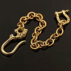 Badass Gold Mens Brass Skull Wallet Chain Pants Chain Skull Biker Wallet CHain For Men