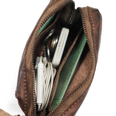 Vintage Leather Brown Men's Coin Wallet Black Wristlet Change Wallet Card Holder For Men