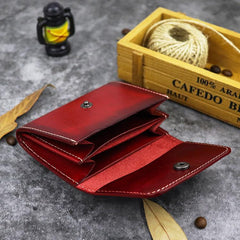 Vintage Brown Leather Men's Small Wallet Black billfold Card Wallet For Men