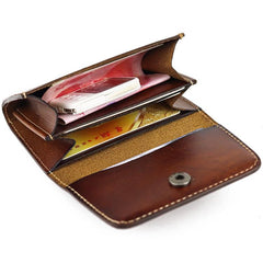 Vintage Brown Leather Men's Small Wallet Black billfold Card Wallet For Men