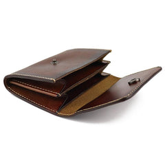 Vintage Brown Leather Men's Small Wallet Black billfold Card Wallet For Men