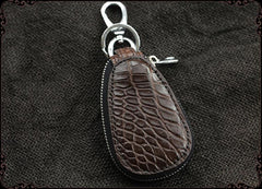 Crocodile Leather Mens Audi Volkswagen Toyota Car Key Case Car Key Holder with Belt Loop For Men