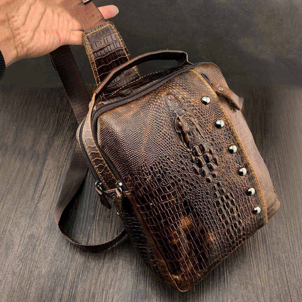 Crocodile mens on sale messenger bag