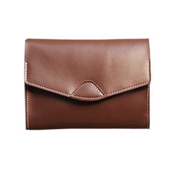 Cute Coffee LEATHER Flip Side Bag Handmade WOMEN Envelope Crossbody BAG Purse FOR WOMEN