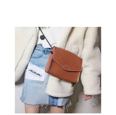 Cute Black LEATHER Flip Side Bag Handmade WOMEN Envelope Crossbody BAG Purse FOR WOMEN