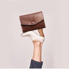 Cute White LEATHER Flip Side Bag Handmade WOMEN Envelope Crossbody BAG Purse FOR WOMEN