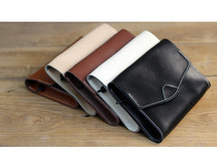 Cute Brown LEATHER Flip Side Bag Handmade WOMEN Envelope Crossbody BAG Purse FOR WOMEN