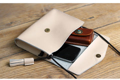 Cute Brown LEATHER Flip Side Bag Handmade WOMEN Envelope Crossbody BAG Purse FOR WOMEN