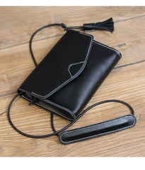 Cute Coffee LEATHER Flip Side Bag Handmade WOMEN Envelope Crossbody BAG Purse FOR WOMEN