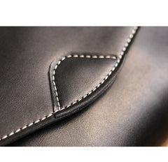 Cute Black LEATHER Flip Side Bag Handmade WOMEN Envelope Crossbody BAG Purse FOR WOMEN
