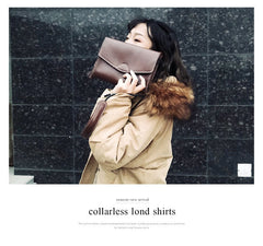Cute Coffee LEATHER Flip Side Bag Handmade WOMEN Envelope Crossbody BAG Purse FOR WOMEN