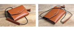 Cute Coffee LEATHER Flip Side Bag Handmade WOMEN Envelope Crossbody BAG Purse FOR WOMEN