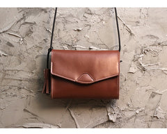 Cute Black LEATHER Flip Side Bag Handmade WOMEN Envelope Crossbody BAG Purse FOR WOMEN