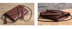 Cute White LEATHER Flip Side Bag Handmade WOMEN Envelope Crossbody BAG Purse FOR WOMEN