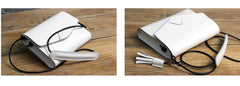 Cute White LEATHER Flip Side Bag Handmade WOMEN Envelope Crossbody BAG Purse FOR WOMEN
