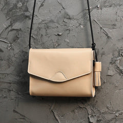 Cute Brown LEATHER Flip Side Bag Handmade WOMEN Envelope Crossbody BAG Purse FOR WOMEN