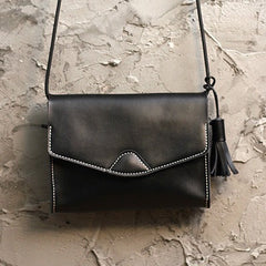 Cute Coffee LEATHER Flip Side Bag Handmade WOMEN Envelope Crossbody BAG Purse FOR WOMEN