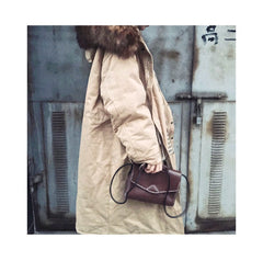 Cute Coffee LEATHER Flip Side Bag Handmade WOMEN Envelope Crossbody BAG Purse FOR WOMEN