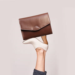 Cute White LEATHER Flip Side Bag Handmade WOMEN Envelope Crossbody BAG Purse FOR WOMEN