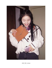 Cute Brown LEATHER Flip Side Bag Handmade WOMEN Envelope Crossbody BAG Purse FOR WOMEN