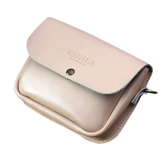 Cute White LEATHER Flip Side Bag Handmade WOMEN Phone Crossbody BAG Purse FOR WOMEN