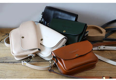 Cute White LEATHER Flip Side Bag Handmade WOMEN Phone Crossbody BAG Purse FOR WOMEN