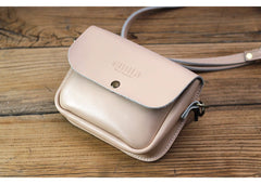 Cute Brown LEATHER Flip Side Bag Handmade WOMEN Phone Crossbody BAG Purse FOR WOMEN