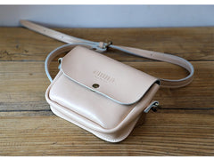 Cute White LEATHER Flip Side Bag Handmade WOMEN Phone Crossbody BAG Purse FOR WOMEN