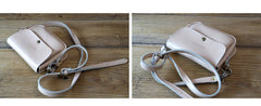 Cute White LEATHER Flip Side Bag Handmade WOMEN Phone Crossbody BAG Purse FOR WOMEN
